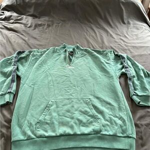 Brixton Green Quarter-Zip Pullover with Navy Shoulder Stripes